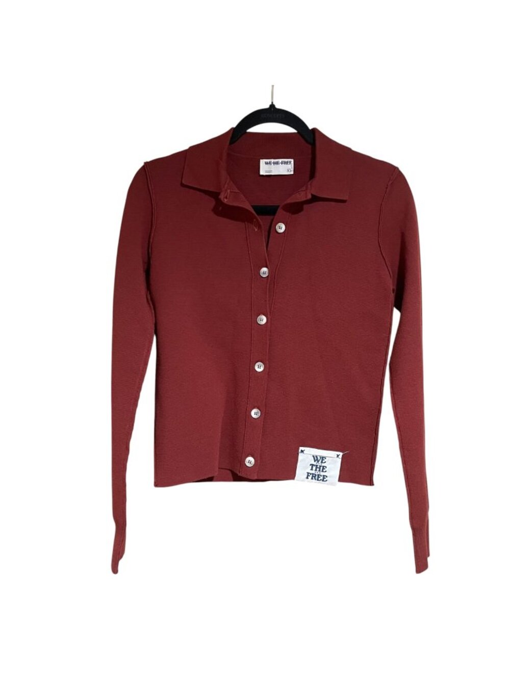 We the free long sleeve polo top button up front
